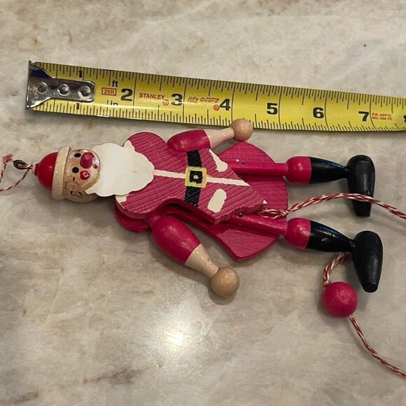 Handmade Austrian vintage wood Santa Claus puppet Christmas ornament - Picture 5 of 8